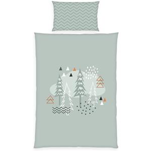 Herding babybest Set biancheria da letto per neonati, motivo reversibile Nordic Forest, federa 40 x 60 cm, copripiumino 100 x 135 cm, con cerniera e chiusura a busta, 100% cotone/renforcé