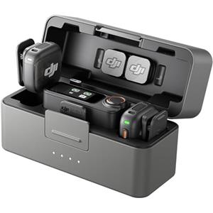 DJI Mic 3 (2 TX + 1 RX + Custodia di ricarica), microfono wireless per iPhone/fotocamera/Android, ultraleggero, controllo del guadagno adattivo per un volume bilanciato, 28 ore di utilizzo, vlog
