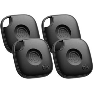 Life360 Tile by Life360 Mate - Localizzatore, cerca oggetti e tracker Bluetooth per chiavi, borse e altro. Trova telefono. Compatibile con iOS e Android. Pacchetto da 4 (Nero)