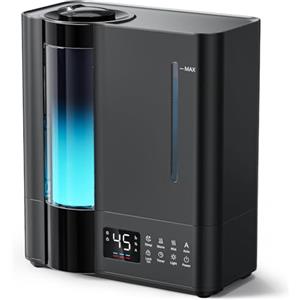 AROEVE 8L Umidificatore Ambiente, Umidificatore Nebbia Calda & Fredda per Ambienti Grandi, Caricamento dall'Alto, Diffusore Aromi, Sensore Umidità, 60H/22dB Silenzioso per Bambini Stanza Bimbi Piante