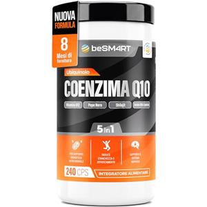 beSM4RT Coenzima Q10 240 Capsule - 1 al Giorno 8 Mesi - Ubiquinolo 200 mg Alta Biodisponibilità con Shilajit, Acido Alfa Lipoico, Vitamina B12 e Pepe Nero - Supporto Energia