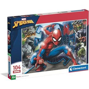 Clementoni - Puzzle per Bambini 104 Pezzi Supercolor, per Bambini 6+ Anni, Illustrazione con Personaggi dal Fumetto di Spiderman, Idea Regalo, Made in Italy, 48,5x33,5 cm, 25044