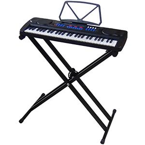 DynaSun - Tastiera per arrangiamento E-Piano, Sintetizzatore 61 tasti con schermo LCD Midi Porta spartito, MK4500+X2