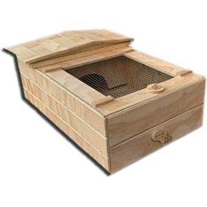 Euroshoppingonline Scatola box Casetta teca terrario tartarugario casa per taratarughe tartaruga di terra chalet in legno rettili recinto recinzione gabbia allevamento trasportino 60x40x23h caiolla ricovero