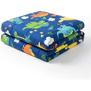Vonia Coperta Ponderata Per Bambini - Coperta Ponderata Per Bambini 100% Cotone | 3,2 Kg (104X152 Cm) Coperte Sensoriali Con Stampa Dinosauri Per Dormire - Grigio/Blu