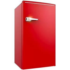 Avilia - Frigorifero Vintage Monoporta 90L con Congelatore, Ripiano Regolabile e Cassetto Bar, Ideale per Casa e Ufficio, Stile Retrò Compatto e Silenzioso, Classe Energetica A+ Rosso
