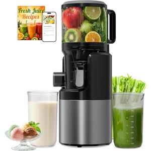XTKKGFBIR Estrattore Frutta e Verdura a Freddo 400W, Slow Juicer con Bocca XL 152 mm per Frutta e Verdura Intere, 3 in 1 Succo Sorbetto Latte Vegetale, BPA Free, 1,8 L, Lavabile in Lavastoviglie