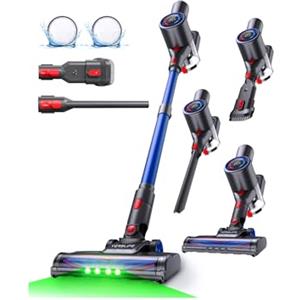 VersLife Z8 Aspirapolvere Senza Fili, 40KPa Scopa Elettrica Leggera con Luce LED Verde, Filtro HEPA, Autonomia 45 Min, Design Autoportante, per Pavimenti Duri, Tappeti e Peli di Animali