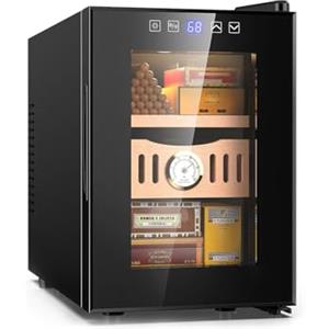 Avilia Minifrigo Porta 100 Sigari 18L Nero 55W Dimensioni Compatte 26,5x51,5x39,3cm - Umidificatore per Sigari con Temperatura Regolabile e Due Comode Mensole in Legno - Sistema di Contollo Umidià