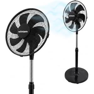 Avilia - Ventilatore a Piantana Ø30 cm - 7 Pale PP, Oscillazione 60°, Inclinazione 45°, 3 Velocità, 40W | Ventilatore Piantana Altezza Regolabile 80-100 cm, Cavo 1,6 m, Facile da Montare (Nero)