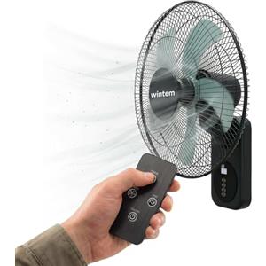 Wintem Ventilatore da Parete 40cm, Ventilatore con Telecomando e Timer 9h, 8 Velocità, Oscillazione 120°, Inclinazione 30°, Griglia Metallica, Silenzioso, Nero
