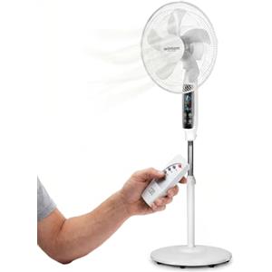 Wintem - Ventilatore a Piantana 40 cm con Telecomando - Altezza Regolabile da 125 a 135 cm - 6 Velocità, Timer 7,5H e Comandi Touch - Piantana Silenziosa 40W (Bianco)