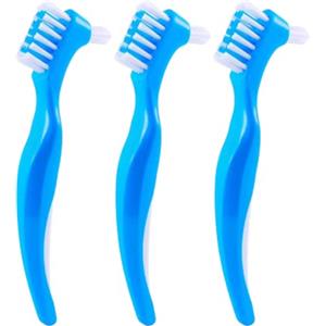 SV life 3 pz. Spazzolino Pulizia Protesi dentarie | Doppia Testa, Punta di Precisione, Ergonomico | Spazzola per Dentiera, Bite dentale, Allineatori, Retainer