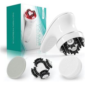 VOYOR Massaggiatore Anticellulite Cordless Elettrico per Viso Braccio Collo Corpo, 3 Teste Muti-funzional, Spazzola Pulizia, Impermeabile IPX7