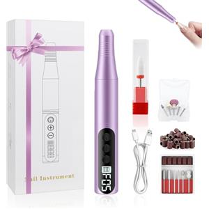 Horuili Tagliaunghie elettrico & lima 2-in-1, set per manicure pedicure, 9 velocità, display LED, 12 accessori