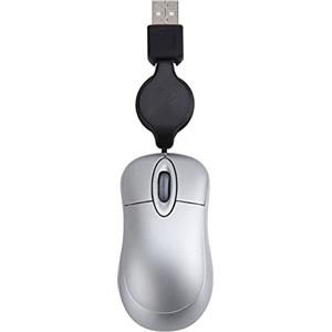 SAMTN Usb Mouse, Mouse per laptop con cavo retrattile, Mouse portatile del computer cablato, Mini Mouse ottico, Mouse da viaggio, Ergonomia Home Office Mouse (grigio)