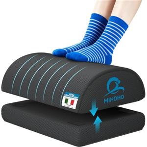 Mihoho Poggiapiedi da Scrivania in Schiuma, poggiapiedi regolabile in memory foam con fodera lavabile, comodo poggiapiedi, ergonomico per scrivania, sedia da ufficio (nero k)