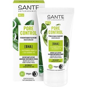 SANTE Naturkosmetik Pore Control BHA Crema Idratante con tè verde biologico opacizzante, complesso BHA e niacinamide, crema da giorno vegana per pelli miste, cura dei pori del viso, 50 ml