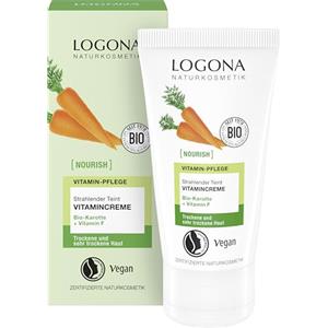 LOGONA Naturkosmetik NOURISH Crema vitaminica carnagione radiante - 50 ml - Glow naturale - Crema viso con carota biologica e vitamina F - per pelle secca