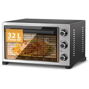 Avilia Fornetto Elettrico in Acciaio Inox da 32L e 1420W con Comodo Timer - Termostato Regolabile 230° Ideale per una Cottura Uniforme e un Controllo Preciso per Cucinare Cibi Diversi
