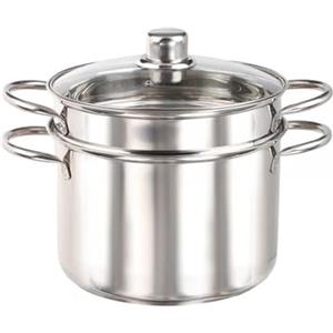 Avilia Pentola per Cottura al Vapore Rotonda con Coperchio - Vaporiera, in Acciaio Satinato, Ideale per Cucinare Carne, Pesce, Verdure, Riso e Ravioli, 22x23cm
