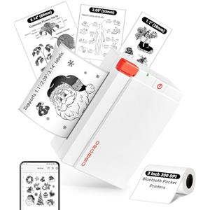 ORGBRO X3 Stampante Termica Bluetooth, Mini Stampante Portatile Senza Fili per Casa/Ufficio/Viaggi, Appunti, Foto, Etichette, Planner, 300DPI Stampante Adesivi per Smartphone - iOS/Android (Bianco)