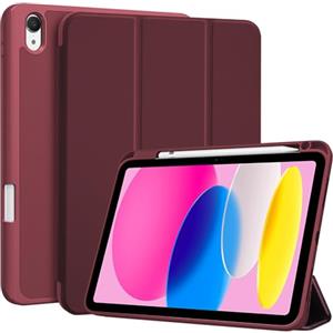ProCase Cover iPad A16 11 Generazione 11 Pollici 2025 /iPad 10 Generazione 10,9 Pollici 2022 con Portapenna, Custodia iPad (A3354 A3355 A3356 A2696 A2757 A2777) Auto Svegliati/Sonno -Vino