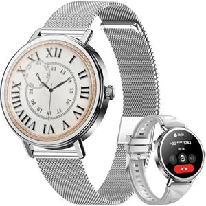 Blackview Smartwatch Donna, Effettua e Rispondi alle Chiamate, Orologio Smartwatch Fitness con 1.26' HD 112+ Sportive/SpO2/Monitoraggio del Sonno/Cardiofrequenzimetro per Android IOS
