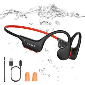I love e iFecco IFECCO Cuffie Conduzione Ossea Nuoto - IP68 Impermeabili Auricolari Subacquee per Piscina Bluetooth 6.0 con Lettore MP3 da 8G,Wireless Auricolari per Nuoto Ciclismo Corsa