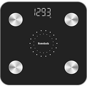 HOMEBUDS Bluetooth Bilancia Pesapersone, Bilancia da bagno digitale per pesare i muscoli con BMI grasso, monitor accurato della composizione corporea con app intelligente, Nero