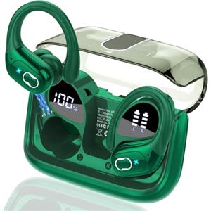 STECEi Cuffie Traduzione AI, Bluetooth 5.4 Traduttore Simultaneo Vocale in 164 lingue, 75 Ore Auricolari Traduttori Istantanei con 6 modalità di traduzione, Auricolare Design Aggancio all'Orecchio, Verde