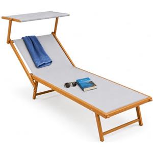 BAKAJI Lettino Prendisole Pieghevole da mare Stabilimento Spiaggia Professionale Struttura in Alluminio 180 x 60 x40/90 cm Sdraio Mare Spiaggia Piscina con tettuccio Parasole (Effetto Legno Grigio)