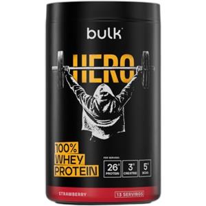 BULK POWDERS Bulk Hero Whey Protein Powder | Strawberry | 13 Servings | 26g Protein + 3g Creatine | 5g BCAAs | Low Sugar | Fast Absorption | Isolate, Hydrolysed & Concentrate Blend