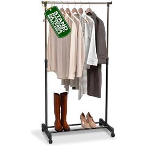 Avilia - Appendiabiti da Terra con Ruote, Struttura in Metallo Rinforzato, Altezza Regolabile, Stand Portabiti per Abiti Cappotti Giacche, Facile da Montare, Camere Da Letto.