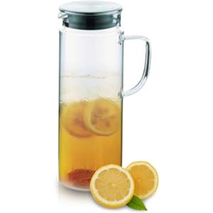 Avilia Caraffa con Coperchio in Vetro 1,2L - Dimensioni Spaziose 14,7x9,5x25,5cm - Doppia Apertura per Versare e Filtrare - Resistente a Temperature da 0 a 300 °C - Lavabile in Lavastoviglie