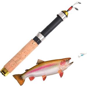 Generic Canna da pesca | Canna da lancio telescopica portatile 60 cm penna per pesca sul ghiaccio inverno | per acqua salata lago mare kayak barca esterna trota panfish crappie