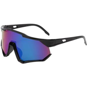 PureBowlic Occhiali da sole da ciclismo per uomini e donne con protezione UV, occhiali sportivi leggeri antivento con lenti intercambiabili per corsa, montatura nera, lenti verdi (F)