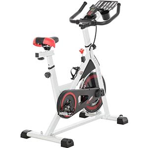 DecHome - Cyclette Professionale Spin Bike, Volano 8kg, 103L x 53P x 105-117.5Acm, Bianco, Rosso e Nero