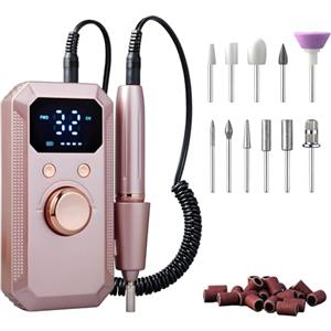 YOBWOK Fresa per Unghie Professionale 40000 RPM Portatile Ricaricabile Lima per Unghie Elettrica Velocità Regolabile Manicure Set Trapano Elettrico con Display a LED per Saloni di Unghie, Manicure DIY
