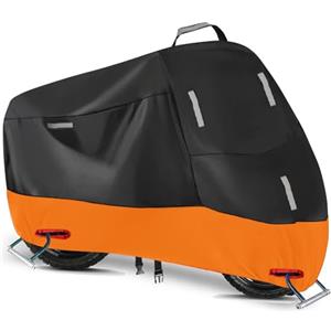 SECELES 300D Telo Coprimoto Impermeabile per Esterno Oxford, Telo Copri Moto da Interno Copertura per Scooter, con 5 Strisce Riflettenti, 2 Fori di Bloccaggio e 2 Fibbie Antivento (S: 190 x 90 x 100 cm)