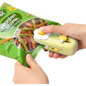 Litinliv Mini Sigillatore, Sigillatrice per Sacchetti 2 in 1 Ricaricabile, Saldatrice per Plastica con Taglierina Incorporata, Sigilla Sacchetti Gli Alimenti Freschi e Croccanti - Verde Germoglio