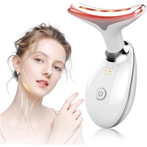 NVKHG Massaggiatore Viso, 7 Colori Radiofrequenza Viso, 3 Modalità Dispositivo di Bellezza Antirughe, 45°C EMS Gua Sha Viso, Massaggiatore Viso Antirughe Lifting Elettrico per Tonificare Jawliner Pulizia