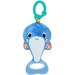 Bright Starts, Balena Whale-a-roo, giocattolo peluche da tirare, si aggancia a passeggini e sdraiette