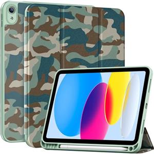 ProCase Cover iPad A16 11 Generazione 11 Pollici 2025 /iPad 10 Generazione 10,9 Pollici 2022 con Portapenna, Custodia iPad (A3354 A3355 A3356 A2696 A2757 A2777) Auto Svegliati/Sonno -Camo Marina