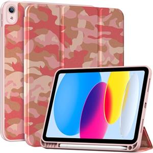 ProCase Cover iPad A16 11 Generazione 11 Pollici 2025 /iPad 10 Generazione 10,9 Pollici 2022 con Portapenna, Custodia iPad (A3354 A3355 A3356 A2696 A2757 A2777) Auto Svegliati/Sonno -Camo Rosa