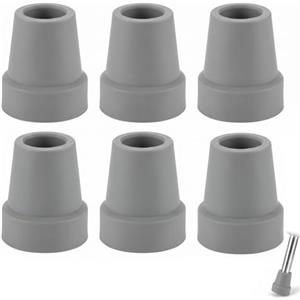 PYRUVAE 6 Pezzi Gommini per Stampelle 19mm, Puntale per Bastone Antiscivolo in Gomma Grigia, Ricambi per Stampelle Canadesi e Sgabello Doccia, Accessori per Camminata Sicura per Anziani