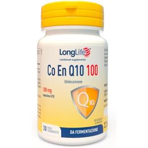 LongLife® CO EN Q10 100 | Coenzima Q10, ubidecarenone puro | Antiossidante | Energia e vitalità | Da fermentazione | 30 perle fotoprotette | Senza glutine