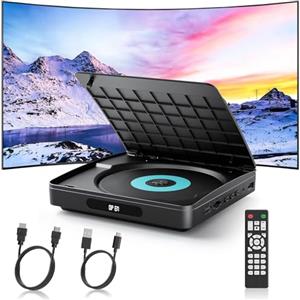 WOLFANG Lettore DVD WOLFANG per TV con HDMI, 1080P Full HD Region Free, telecomando e cavo Type-C, lettore CD per impianto stereo domestico, porta USB 2.0 (non Blu-ray e dischi Disney)