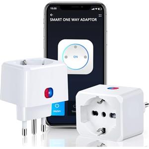 Aigostar Presa Smart Italiana, 10A, 2300W, Presa Wifi Mini Compatibile con Alexa e Google Home, Controllo Vocale e Remoto, Funzione Timer, 2.4GHz WiFi. Bianca, 2 Unità