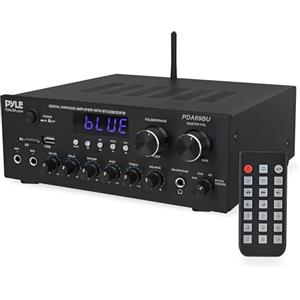 Pyle Amplificatore Stereo Bluetooth 300W a 2 Canali con MP3, USB, SD, AUX, RCA, MIC, Cuffie, FM, LED, Reverb Delay per Casse Home Theater e Studio Audio